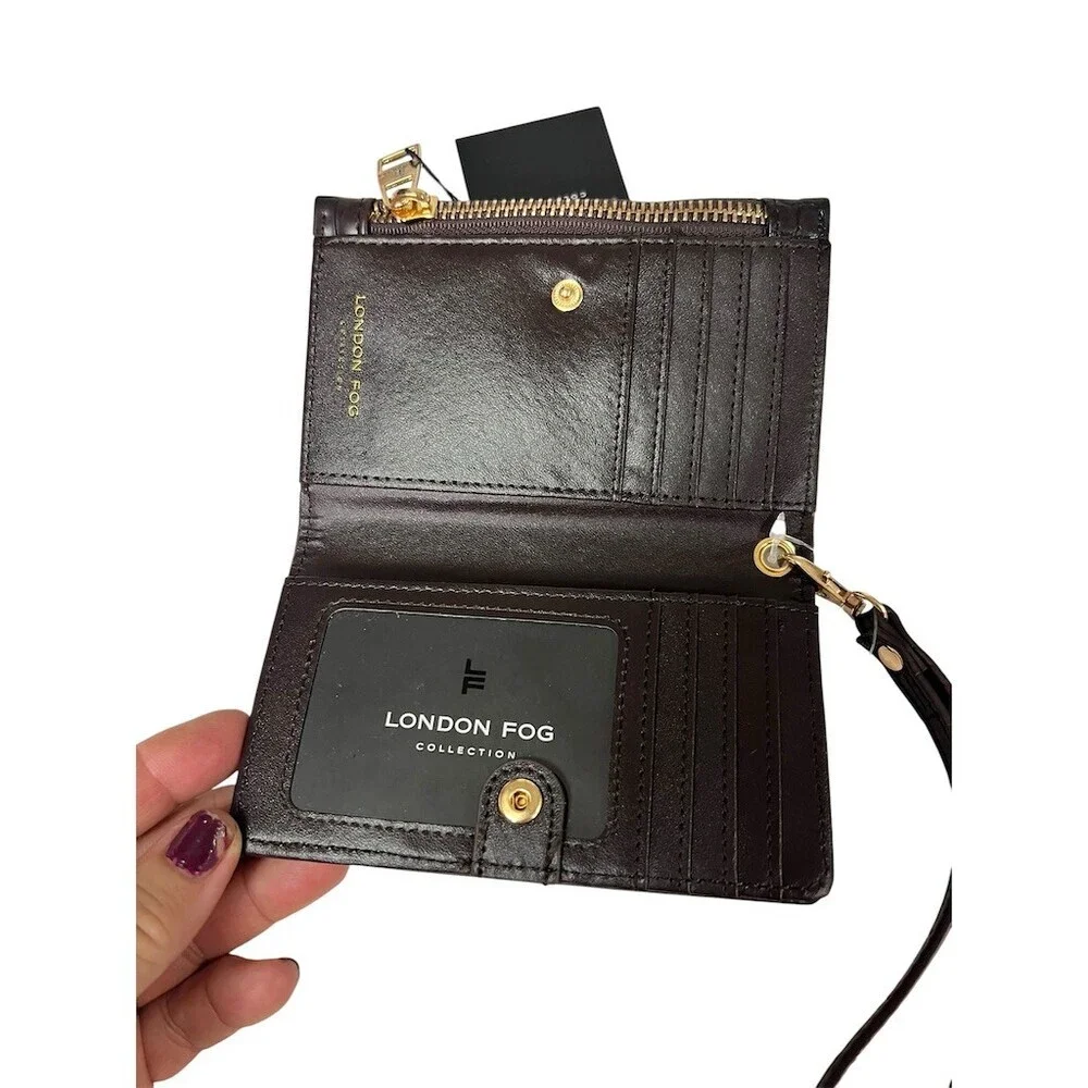 London Fog Wristlet Wallet Womens One Size Chocolate Brown Bifold Zip